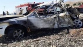 فوت سرنشین به علت آتش سوری خودرو سمند در مسیر هندیجان به ماهشهر